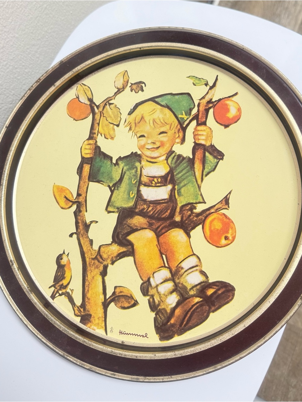 Vintage Tin Tray 1984 M. J. Hummel Apple Tree Boy Limited Edition